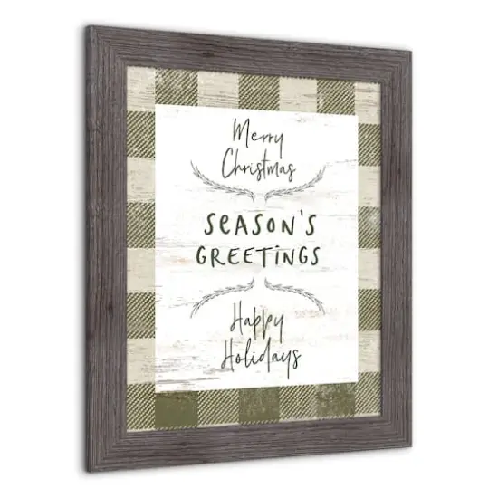 Green Buffalo Check Holiday Phrases Print in Western Gray Frame {4}