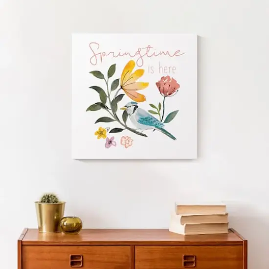 Blue Jay Springtime 16" x 16" Canvas Wall Art {5}