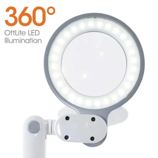 OttLite 14" Gray Space-Saving LED Magnifier Desk Lamp {6}