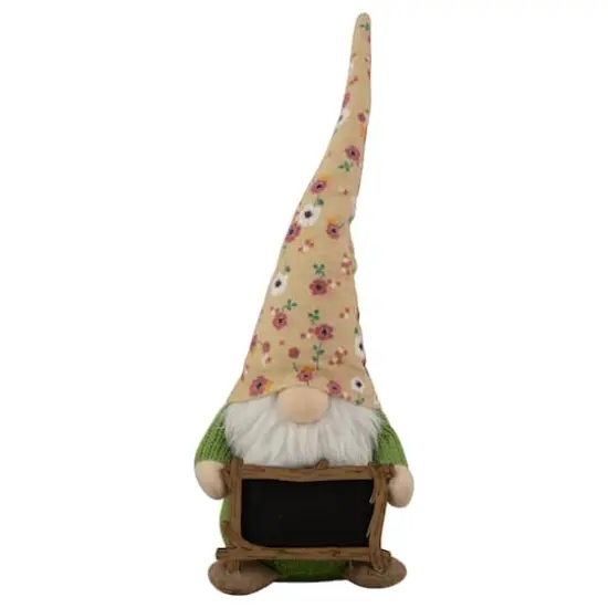 16" Yellow Floral Springtime Gnome with Message Board {1}