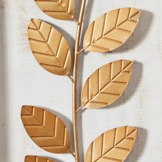 32" Gold Contemporary Floral Wall D&eacute;cor Set {5}