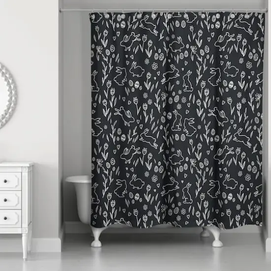 Chalk Easter Bunny Shower Curtain 71" x 74" Shower Curtain {3}
