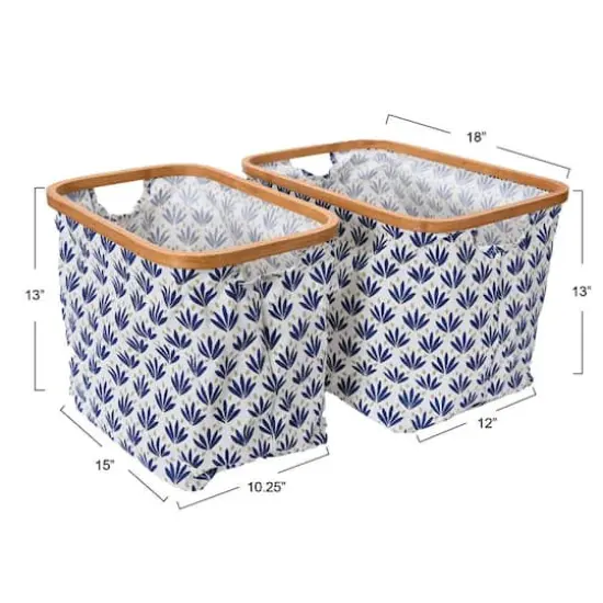 Household Essentials Krush Bamboo Rimmed Basket Set Blue {4}