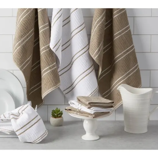 DII&reg; J&M Mocha Ribbed Terry Dishtowel & Dishcloth Set {3}