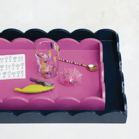 Hello Honey&reg; 20.5" Wide Navy Wood Tray {4}