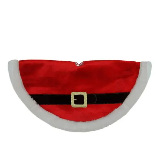 20" Red Velveteen Santa Claus Belt Buckle Mini Tree Skirt {7}
