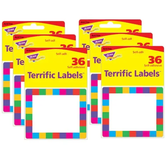 Trend Enterprises® Rainbow Plaid Terrific Labels™, 6 Packs of 36 {1}