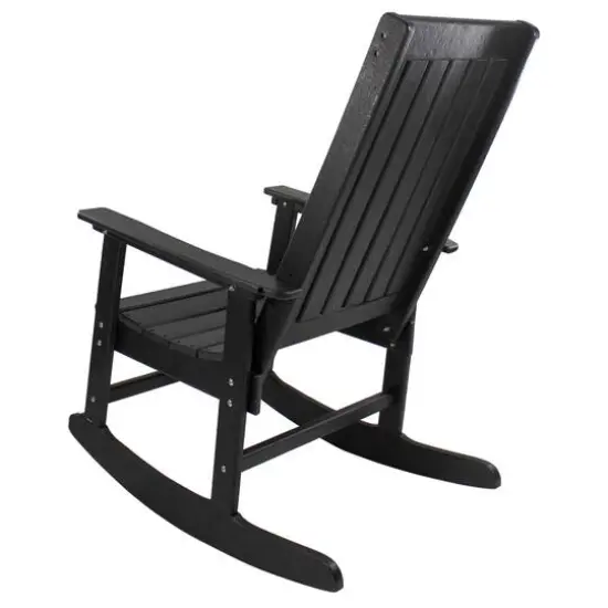 Black All Weather Recycled Plastic Outdoor Rocking Chair {6}