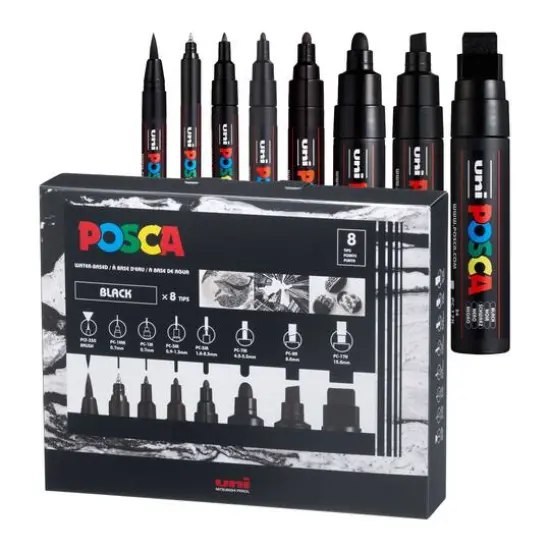 POSCA All Black Paint Marker Set {5}