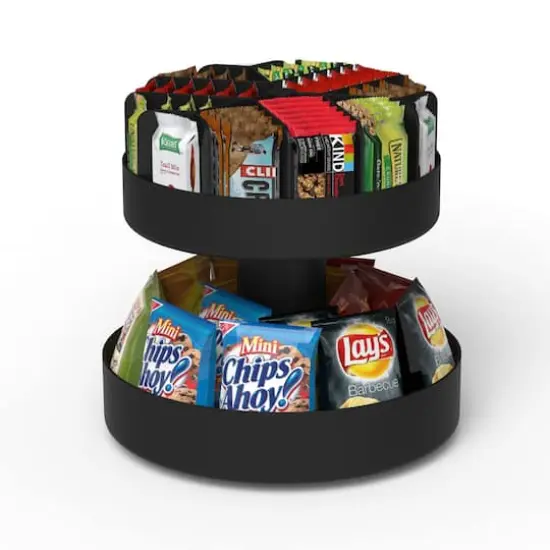 Mind Reader Black 2-Tier Lazy Susan Granola Bar and Snack Organizer {11}