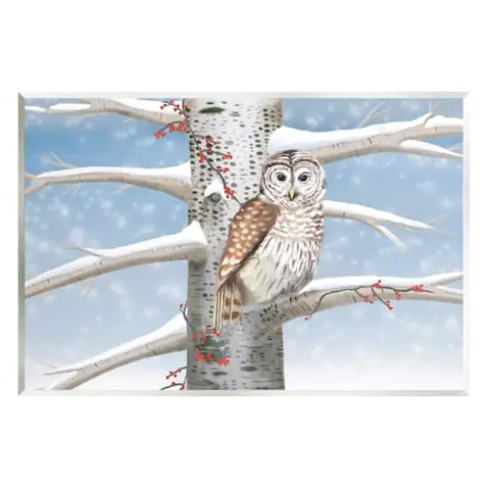 Stupell Industries Snowy Birch Tree Owl Wall Plaque Art {1}
