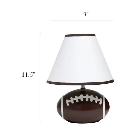 Simple Designs&trade; 11.5" Football Base Table Lamp with White Shade Brown Trim {4}