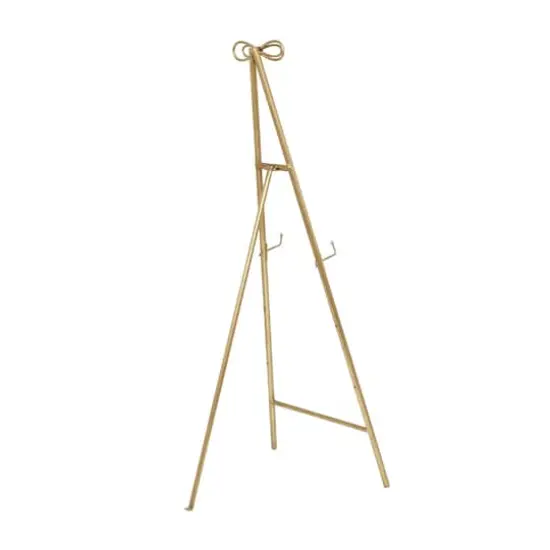 Gold Metal Tall Adjustable Floor Easel with Bow Top {5}