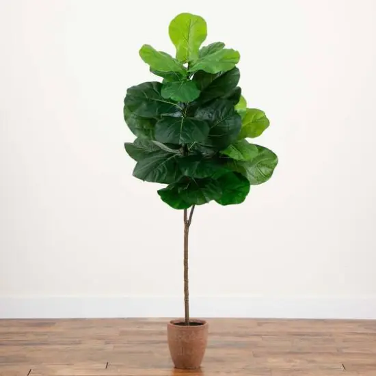 6ft. Giant Leaf Fiddle Leaf Fig Tree in Decorative Planter with Real Touch Leaves {8}