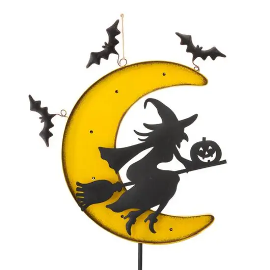 Glitzhome&reg; 45" Lighted Metal Halloween Moon Yard Stake {6}