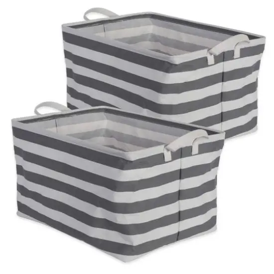 DII&reg; Striped Laundry Bins, 2ct. Gray Stripe {2}