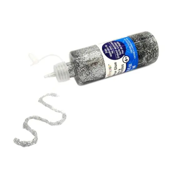 3.96oz. Glitter Glue by Creatology&trade; Silver {3}
