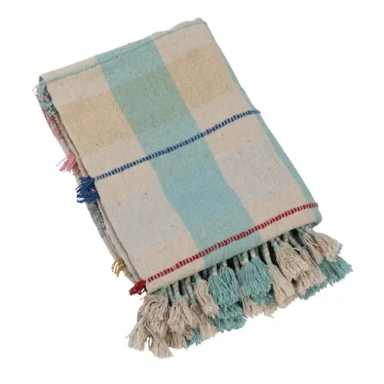 Hello Honey&reg; Multicolor Plaid Braided Fringe Throw Blanket {1}