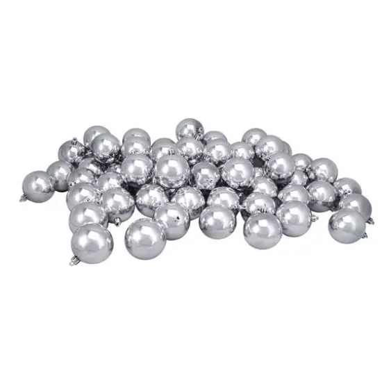 60ct Shiny Silver Splendor Shatterproof Ball Ornaments {3}