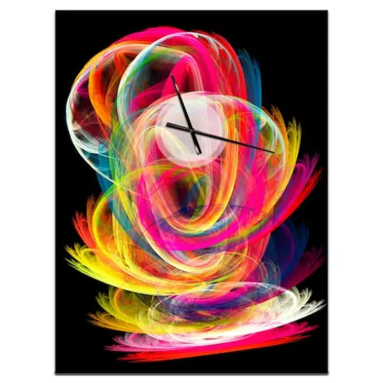 Designart Colorful Thick Strokes In Black Wall Clock {1}