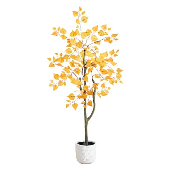 4ft. Autumn Birch Artificial Fall Tree in White Decorative Planter {1}