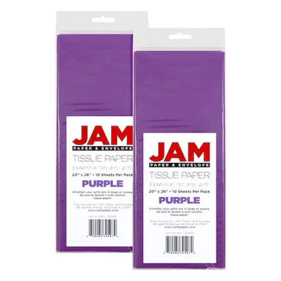 JAM Paper 20" x 26" Tissue Paper, 2 Packs of 10 Sheets Purple {1}