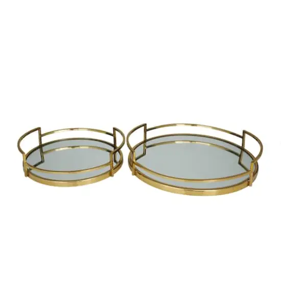 Gold Contemporary Tray, Set of 2" 19", 14" {5}
