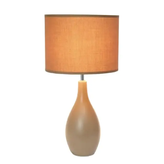 Simple Designs Oval Bowling Pin Base Ceramic Table Lamp Light Brown {3}