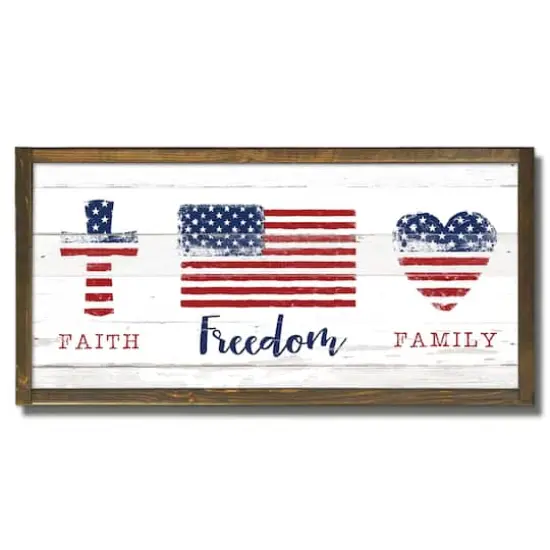 Faith, Freedom, Family Framed Wood Plaque {1}