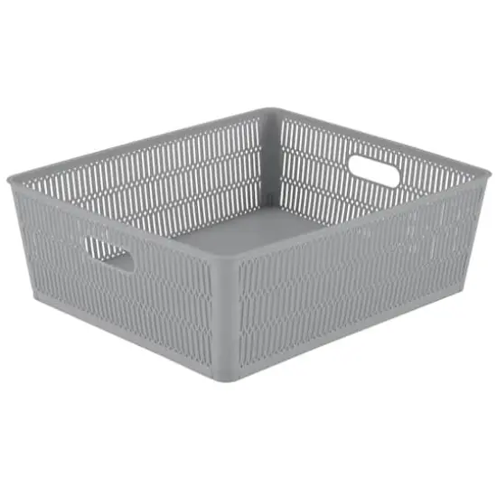 Simplify Slide 2 Stack It Shallow Tote Baskets, 2ct. Gray {4}