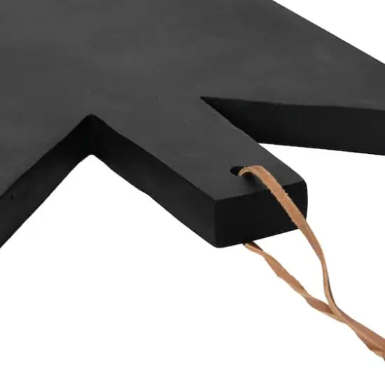 Hello Honey&reg; 12" Black Geometric Wood Cutting Board with Leather Tie {4}