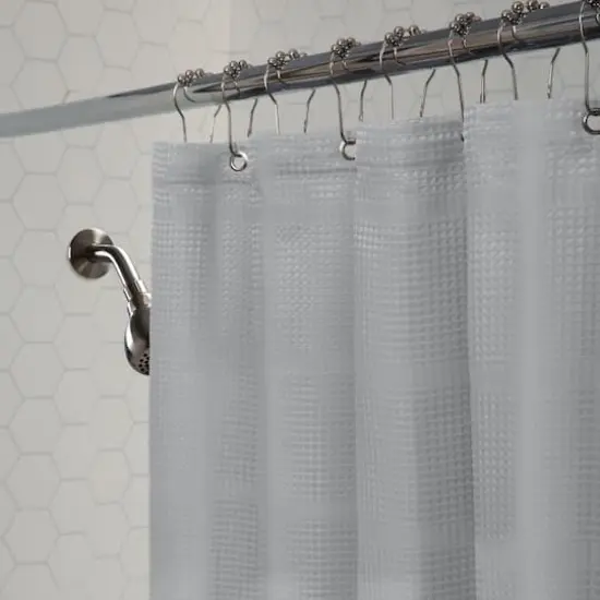 Elle D&eacute;cor Gray Jacquard Solid Weave Shower Curtain {4}