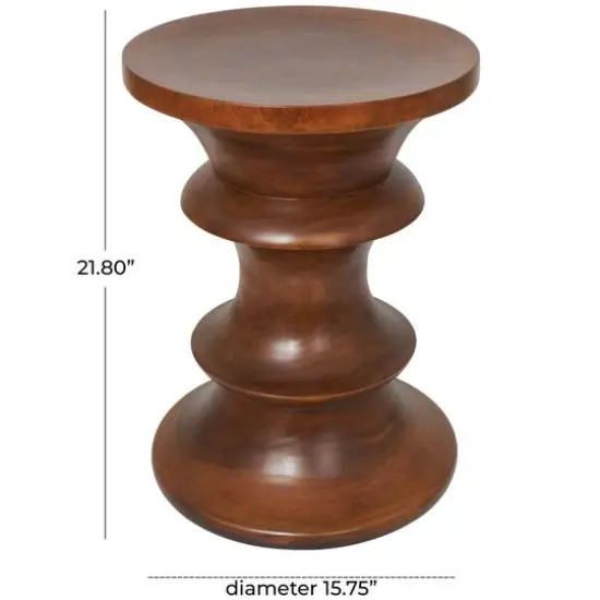 22" Brown Wood Geometric Accent Table {10}