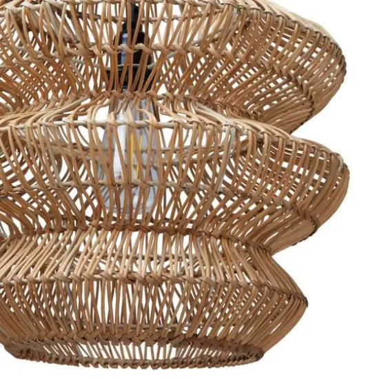 Hello Honey® 16" Boho Natural Woven Rattan Sculptural Pendant Light {6}