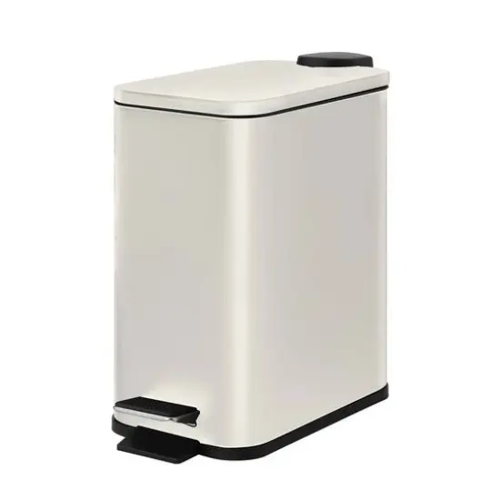 SunnyPoint 11" Trash Can with Inner Basket White {2}
