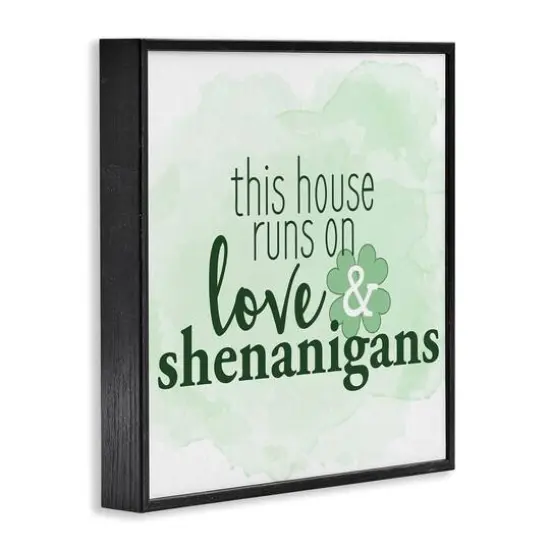 Stupell Industries Love & Shenanigans Family Shamrock Phrase Framed Giclee Art Black {4}