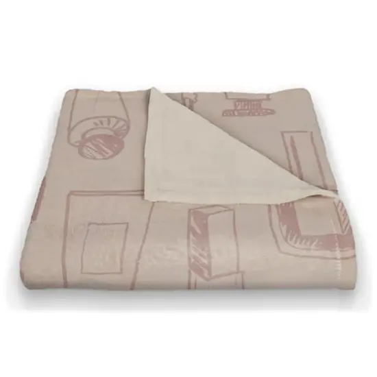 Makeup Icons Coral Fleece Blanket Pink/Cream {3}