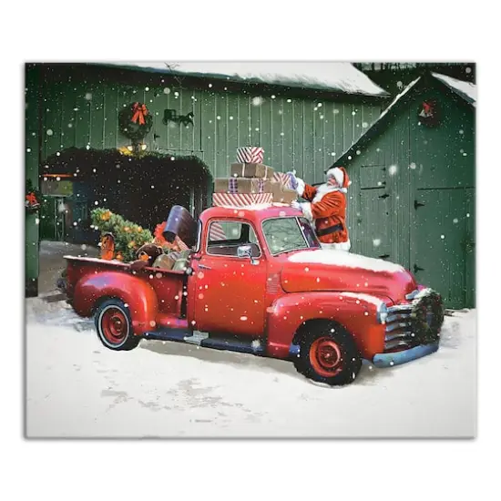 Santa Packing The Truck 24x20 Canvas Wall Art {1}