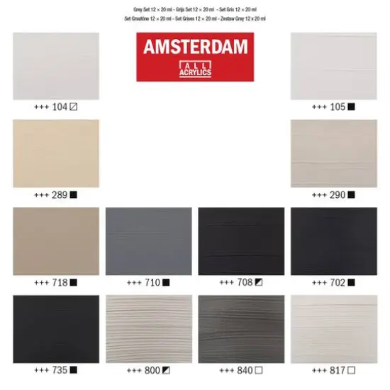 Amsterdam 12 Color Gray Acrylic Paint Set {6}