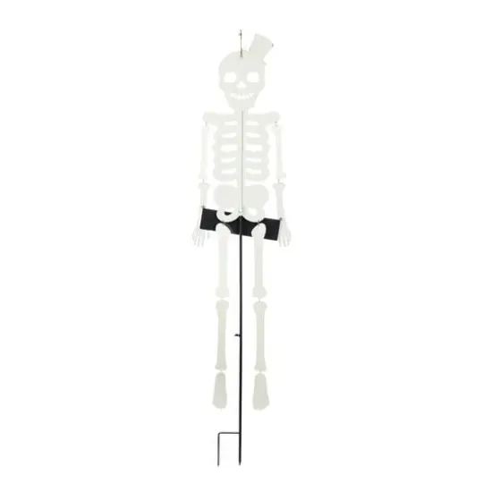 Glitzhome&reg; 60" Halloween "WELCOME" Metal Dangling Skeleton Yard Stake {8}