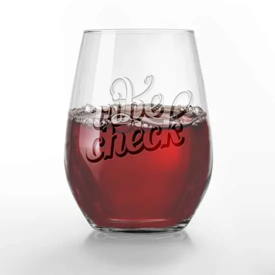 15 oz. Vibe Check Script Engraved Stemless Wine Glass {3}