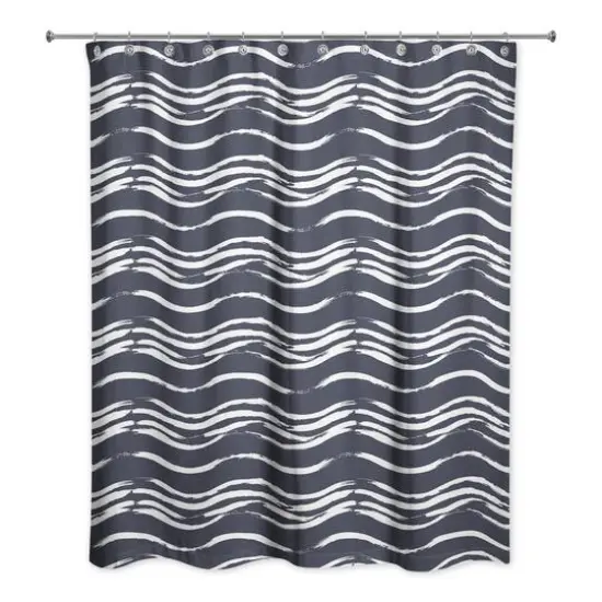 Waves Shower Curtain Navy {3}