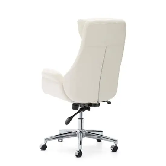 Glitzhome&reg; Mid-Century Modern Faux Leather Adjustable High Back Swivel Office Chair Cream White {6}