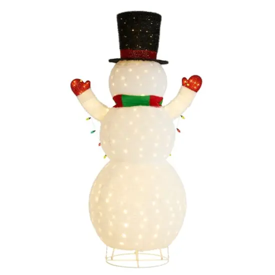 Glitzhome&reg; 94.5"H Lighted Christmas 3D Foldable Fabric Snowman Outdoor Decor {7}
