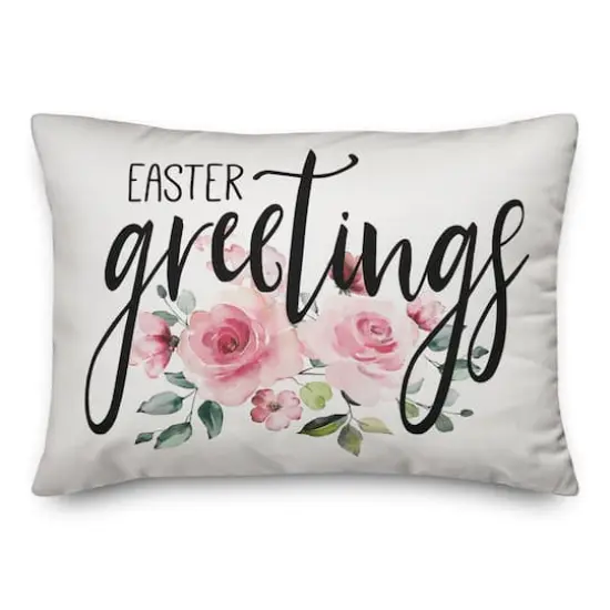 Easter Greetings Floral Throw Pillow {1}