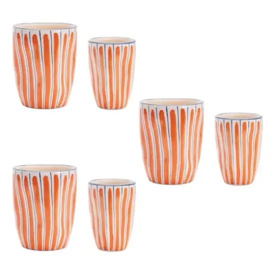 Orange Wavy Stripe Dolomite Planters Set {1}