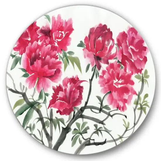 Designart - Vintage Purple Azalea Flower - Traditional Metal Circle Wall Art {1}