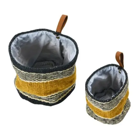 Hello Honey&reg; Black & Mustard Woven Jute Basket with Liner Set {12}