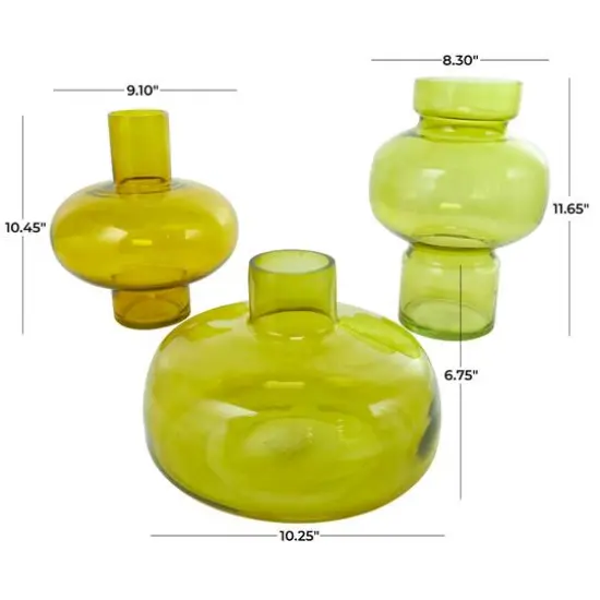 Eclectic Green Glass Round Vase Set {7}