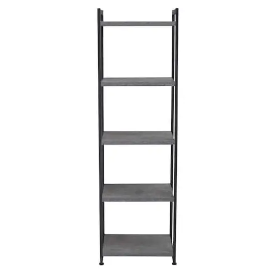 Household Essentials Jamestown 59" 5-Shelf Narrow Bookshelf Gray {9}